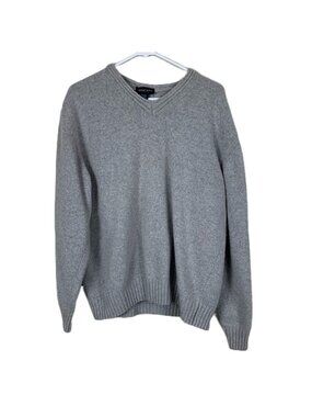 Toscano Blue Men’s Gray Lambswool Blend V-Neck Sweater Size XXL Made in Italy